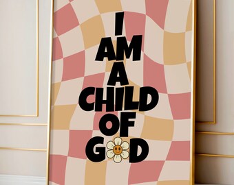 Soy un niño de Dios, impresiones para habitaciones de niñas, impresiones bonitas, impresiones retro para niñas, impresiones en colores pastel, impresiones de flores para niñas, impresiones artísticas para niñas