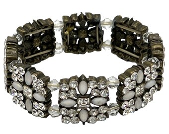 Vintage Kirks Folly Antiqued Goldtone Rhinestone Bracelet