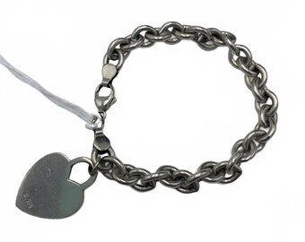 Krementz 925 Sterling Silver 29g Round Link Charm 6.75" Personalized Bracelet