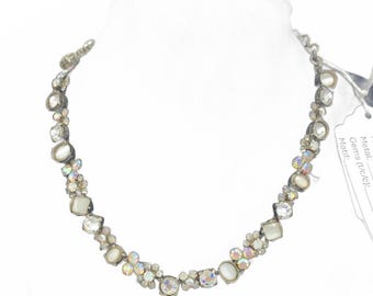 Sorrelli White Rhinestone and Aurora Borealis Necklace