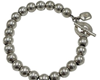 Vintage Ralph Lauren Silvertone beaded Ball toggle coasp