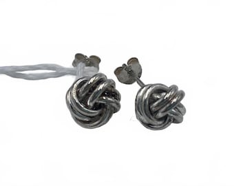 Double Knot-motif Sterling Silver Post/Stud Earrings