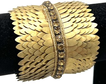 Deepa Gurnani Gigi Handmade Brass Scales Bangle Bracelet