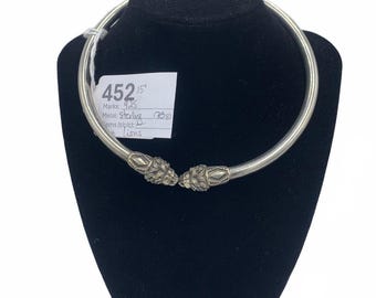 Lion's Head-motif Sterling Silver Hinged Choker