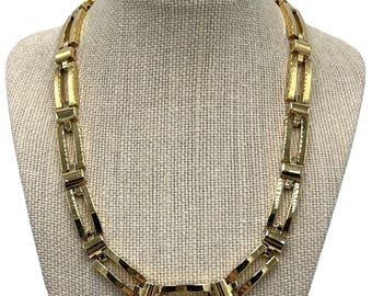 Vintage Napier Goldtone Heavy Geometric Links Necklace