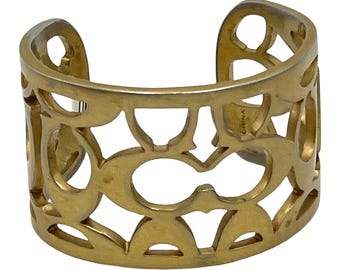 Vintage Coach Wide Cut Out Logo Cuff Bracelet