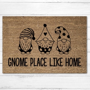 Gnome Place Like Home Doormat Rug, Cute Gnome Doormat, Welcome Gnome Door Mat, Custom Gnome Mat, Housewarming Gift, New Home Gift, Gnome Mat