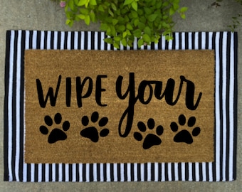 Wipe Your Paws Doormat Rug, Funny Doormat, Custom Door Mat, Personalized Doormat, Housewarming Gift, Porch Decor, Dog Lover