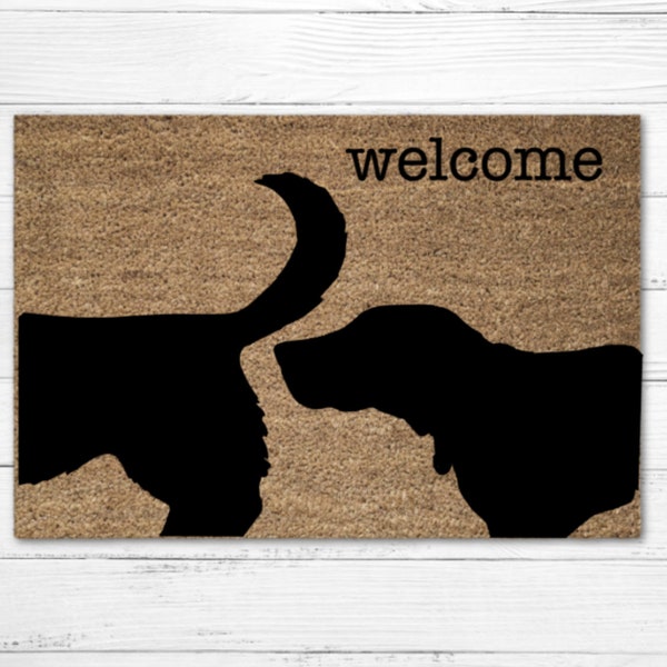 Butt Sniffing Dog Welcome Doormat Rug, Funny Doormat, Dog Door Mat, Custom Door Mat, Personalized Doormat, Dog Sniffing Butt Doormat, Funny