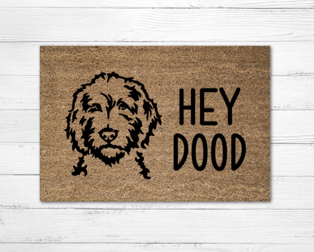 Hey Dood Goldendoodle Doormat Rug, Dog Doormat, Custom Door Mat
