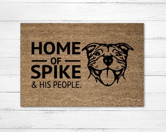 Pitbull & His People Dog Doormat Rug, Funny Doormat, Custom Door Mat, Personalized Doormat, Housewarming Gift, Funny Gift, Dog Lover, Porch