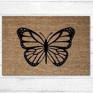 LARGE Custom Family Welcome Mat — Black Butterfly