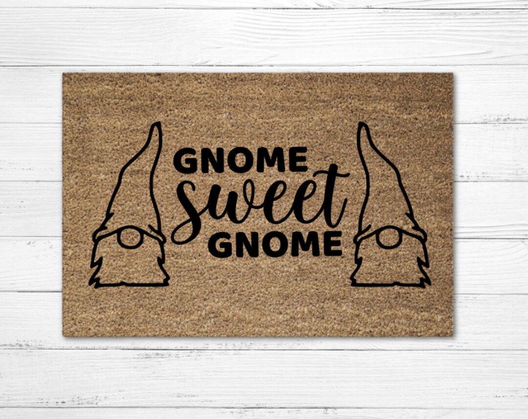 Gnome Sweet Gnome Doormat Rug, Funny Doormat, Custom Door Mat