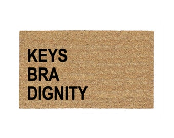 Keys Bra Dignity Doormat Rug, Funny Doormat, Custom Door Mat, Personalized Doormat, Housewarming Gift, Funny Gift, Porch Decor, Home Decor