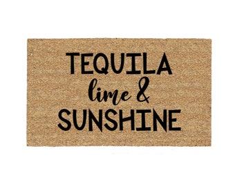 Tequila Lime & Sunshine Doormat Rug, Funny Doormat, Custom Door Mat, Welcome Mat, Anniversary Gift, Housewarming Gift, Summer, Porch Decor