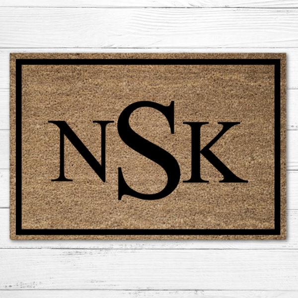 Personalized Monogram Doormat Rug, Custom Door Mat, Personalized Doormat, Welcome Doormat, Housewarming Gift, Wedding Gift, Porch Decor