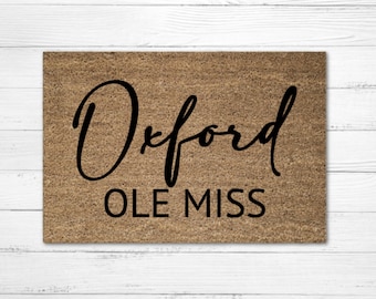 Oxford Mississippi Doormat Rug, Oxford MS Doormat, Custom Door Mat, Football Door Mat, Oxford Football Door Mat, Personalized Door Mat