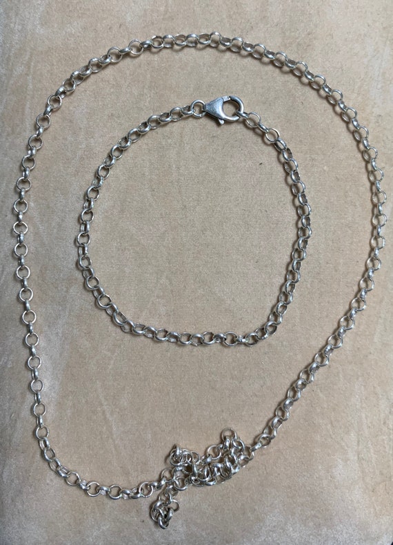 Vintage Silver Rolo Chain with Matching Bracelet … - image 4