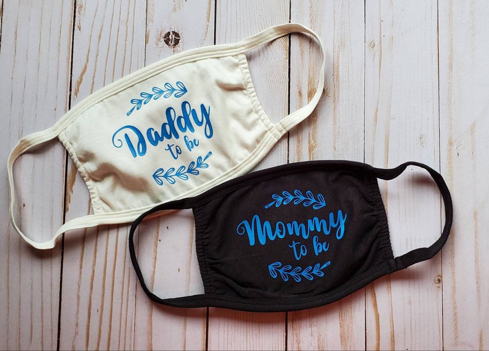 Mommy Daddy to Be Face Masks / Baby Shower / Gender Reveal / Etsy