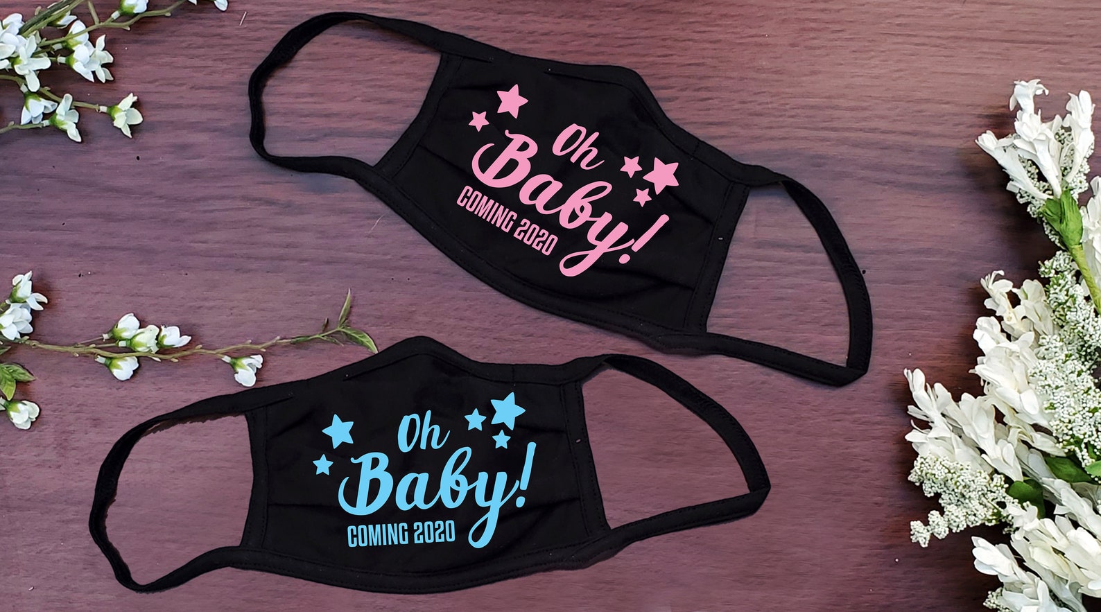 Baby Shower Face Masks / Oh Baby Coming 2020 2021 / Mommy Etsy