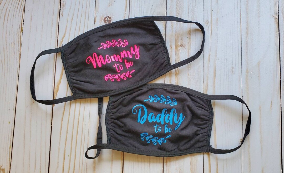 Mommy Daddy to Be Face Masks / Baby Shower / Gender Reveal / Etsy