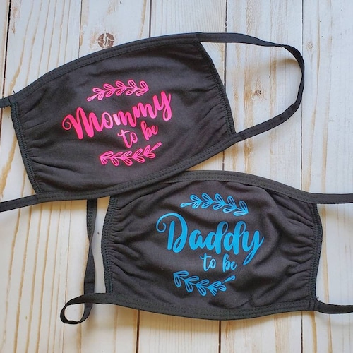 Mommy Daddy to Be Face Masks / Baby Shower / Gender Reveal / Etsy