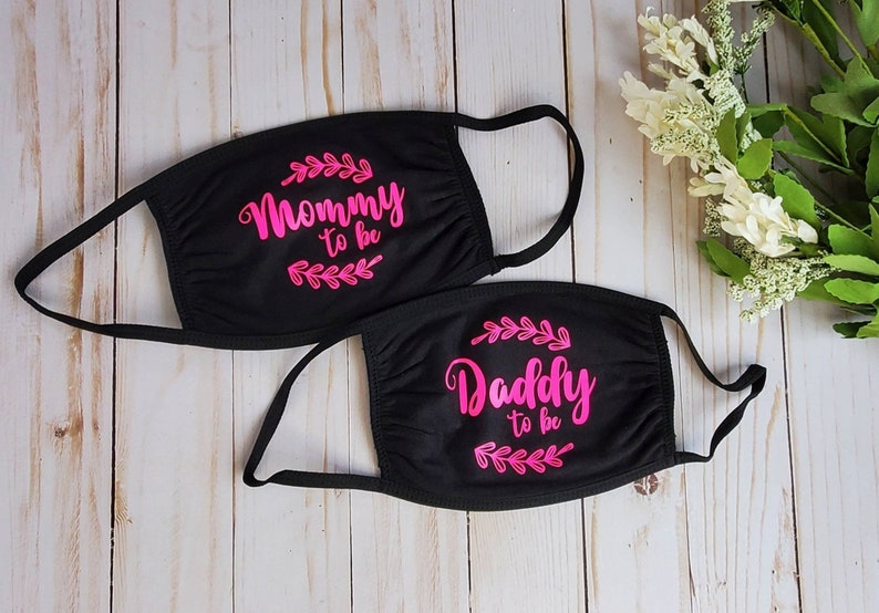 Mommy Daddy to Be Face Masks / Baby Shower / Gender Reveal / Etsy
