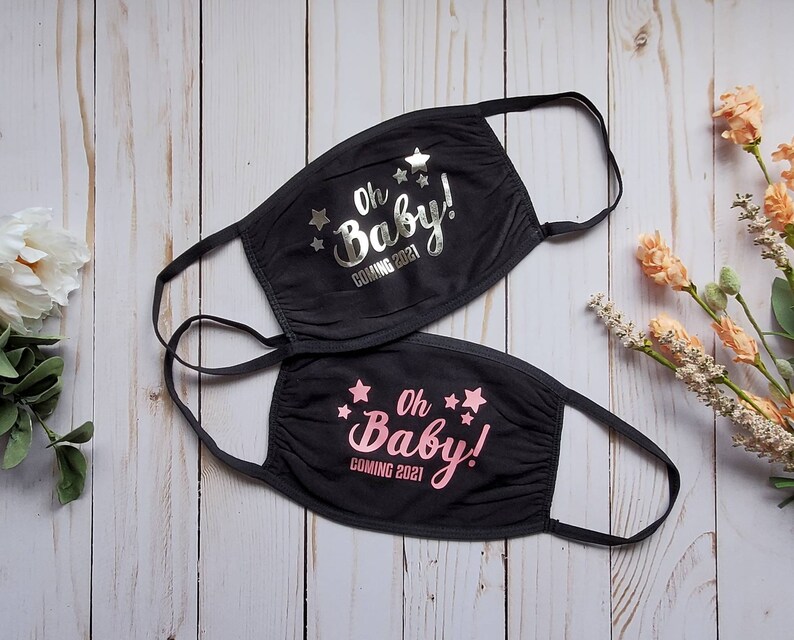 Baby Shower face masks / Oh Baby Coming 2020 2021 / Mommy Etsy