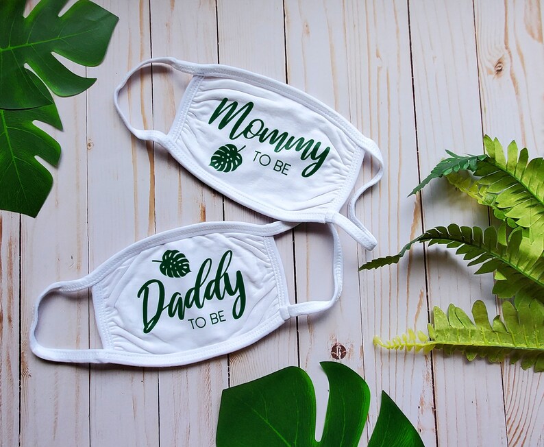Baby Shower Masks Tropical Mommy Daddy Face Masks Etsy