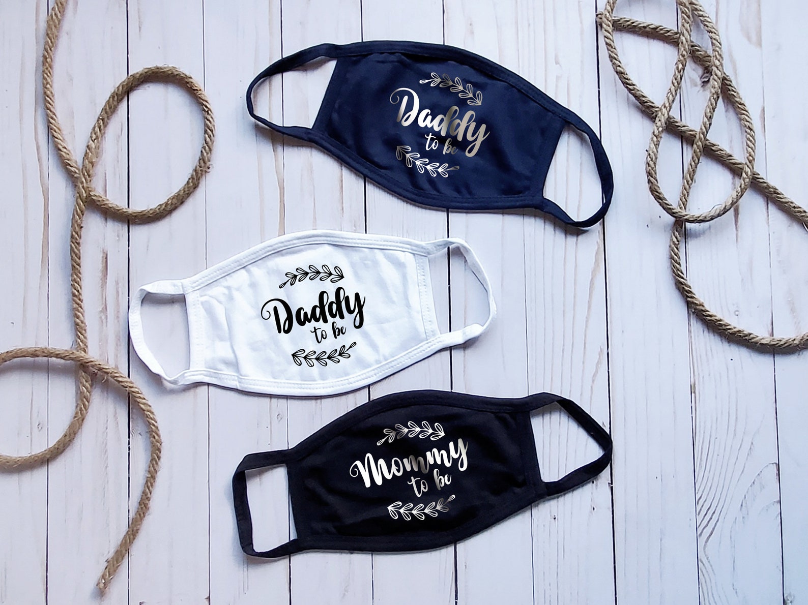 Mommy Daddy to Be Face Masks / Baby Shower / Gender Reveal / Etsy