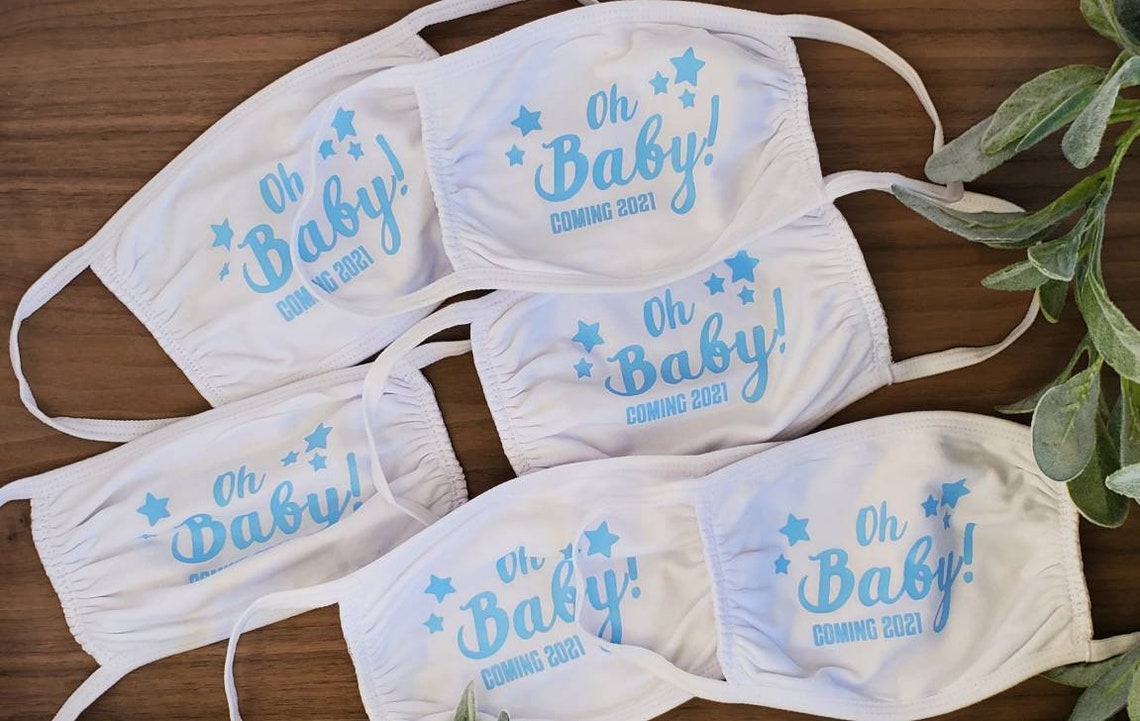 Baby Shower face masks / Oh Baby Coming 2020 2021 / Mommy Etsy