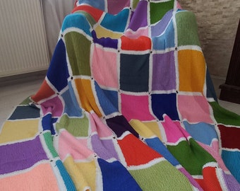 granny square blanket for sale, knitted bedspread with skewer colorful large size bedspread granny handmade square coverlet multi-color