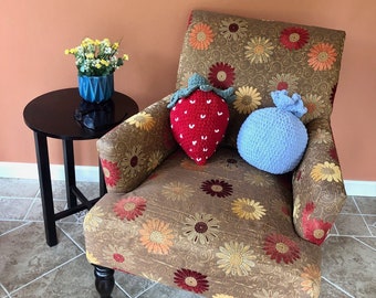 Strawberry and Blueberry Pillow Crochet PDF Pattern Bundle | Bulky Blanket Plush Yarn Fruit Beginner Instruction Home Decor Craft Project