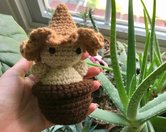 Brown Umbrella Mushroom Amigurumi Crochet PDF Pattern | Cute Plush with Hat Potted Plant Beginner Instructions Stuffed Fall Cottagecore Toy