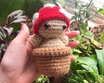 Mushroom Amigurumi Crochet PDF Pattern | Cute Plush Spotted Mushroom with Hat Potted Plant Beginner Instructions | Stuffed Plant Toy |