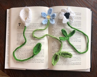 Peace Lily Forget Me Not and Anemone Flower Bookmark Crochet PDF Pattern Bundle | Beginner Easy Flower Tutorial Instruction Spring Summer