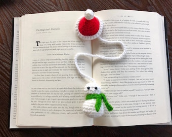 Patrón PDF de crochet para marcapáginas navideño de muñeco de nieve y gorro de Papá Noel