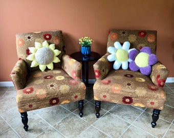Sunflower Daisy and Flower Pillow Crochet PDF Pattern Bundle | Bulky Blanket Plush Yarn Crochet Beginner Spring Summer Home Decor Project