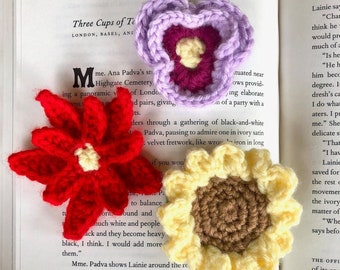 Sunflower Pansy and Poinsettia Flower Applique Crochet PDF Pattern Bundle | Value Crochet Floral Set Beginner Simple Easy Crochet Project