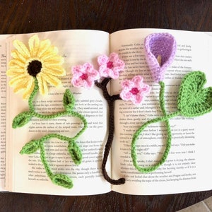 Black Eyed Susan Cherry Blossom and Calla Lily Bookmark PDF Pattern Bundle | Cute Spring Flower Bookmark Beginner Simple Project Set