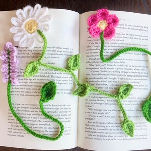 Daisy Lavender and Flower Crochet Bookmark PDF Pattern Bundle | Beginner Easy Tutorial / Instructions Spring Flowers with Stem and Leaf