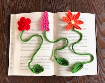 Rose Snapdragon and Daylily Bookmark Crochet Pattern Bundle | Spring Summer Crochet Quick Beginner Easy Project Cute Flower Instructions