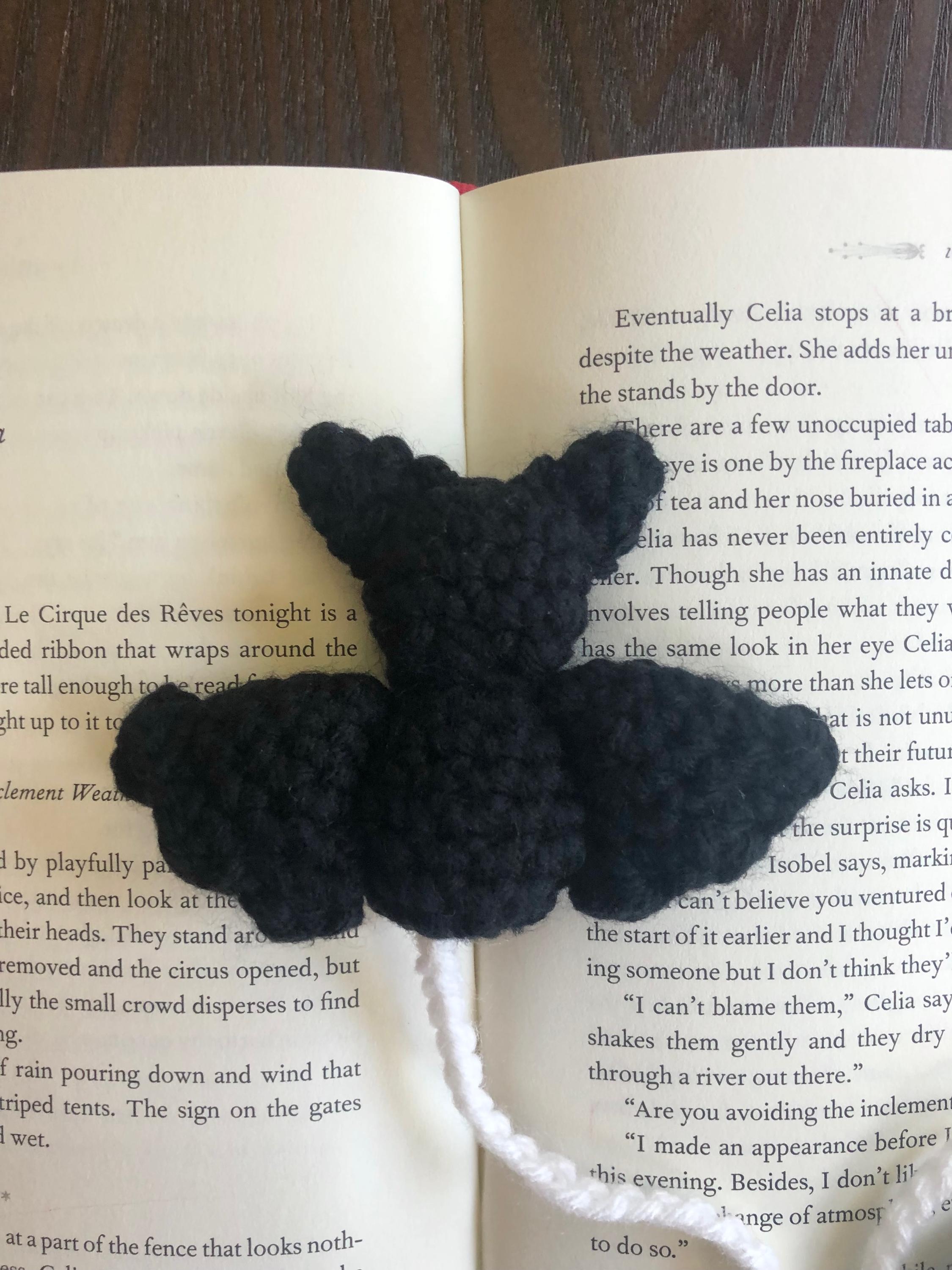 Bat and Crescent Moon Crochet Bookmark Halloween PDF Pattern - Etsy