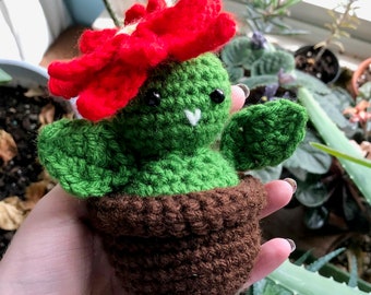 Poinsettia Potted Amigurumi Crochet PDF Pattern | Christmas Holiday Winter Plant Plush Instructions | Beginner Flower with Leaves and Roots