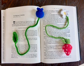 Strawberry and Blueberry Bookmark PDF Crochet Pattern Bundle | Fruit Flower Leaf Spring Summer Quick Simple Beginner Crochet Instructions
