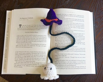 Ghost and Witch Hat Crochet Bookmark PDF Pattern | Halloween Spooky Plush Transforming Bookmark Instructions | Cute Fall Craft Tutorial