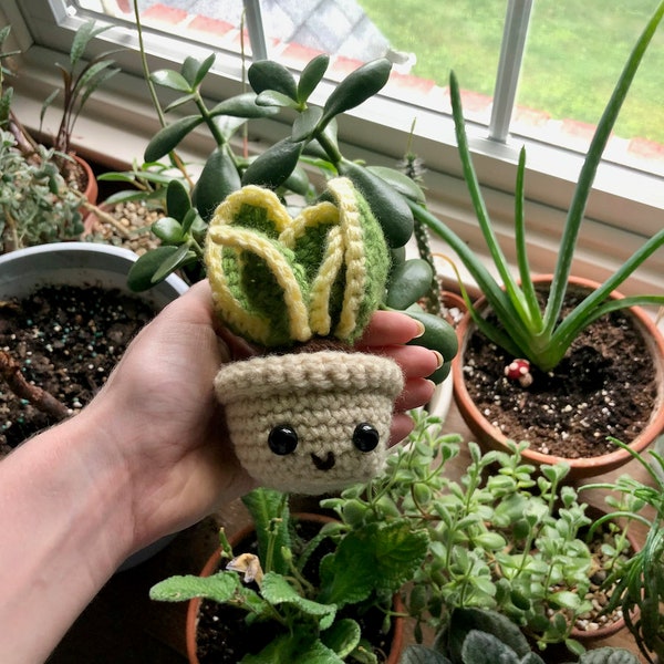Snake Plant Crochet PDF Pattern | Amigurumi Potted Succulent Plant with Leaves Instructions / Tutorial Faux Plush Soft Cute Houseplant Gift