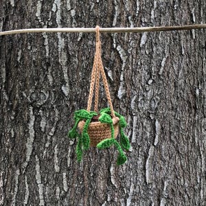 Hanging Pothos Plant Crochet PDF Pattern | Potted Houseplant Amigurumi Beginner Car Decoration Cute Project Cottage Plush for Home Decor