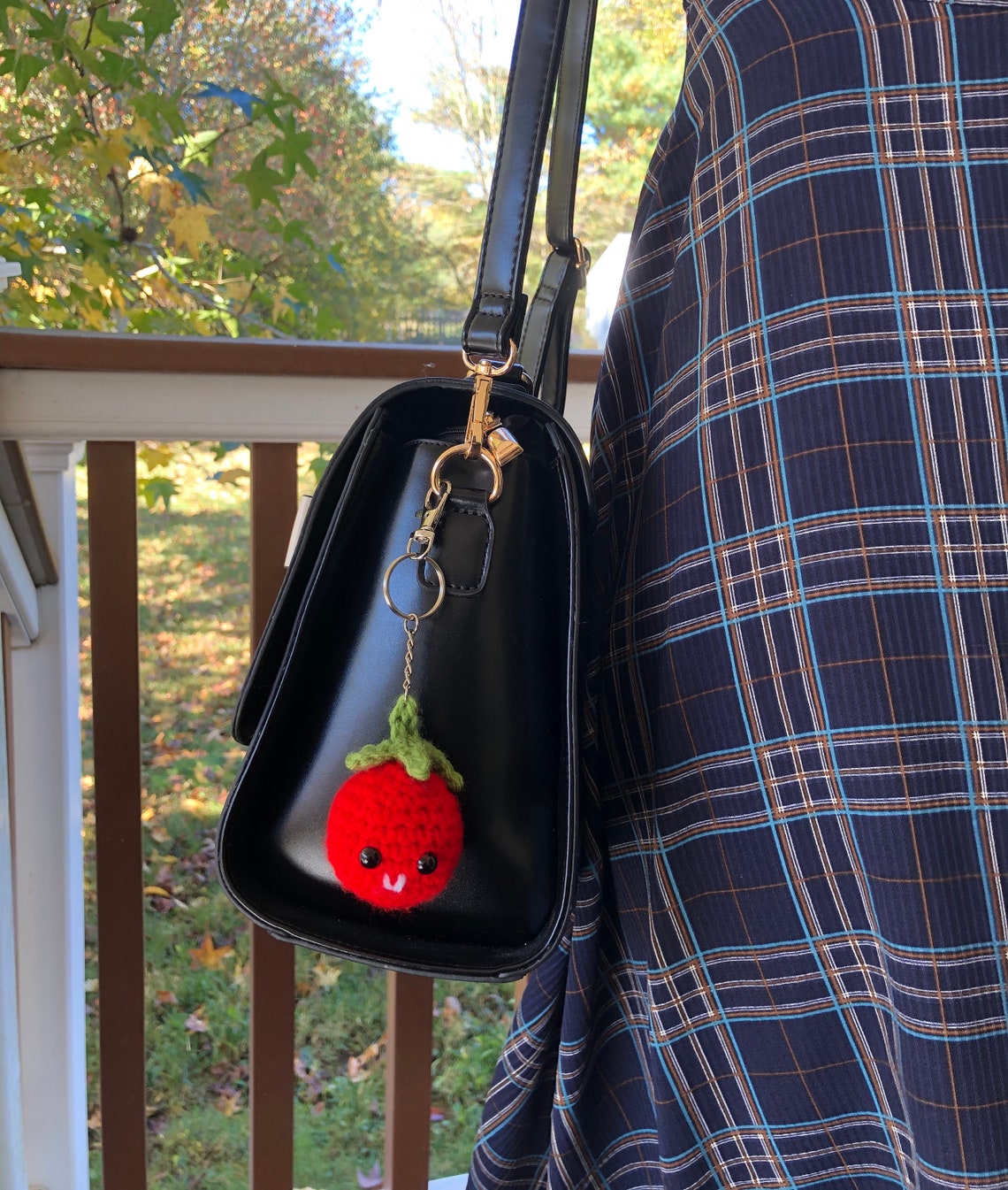 Tomato Handmade Crochet Keychain Red Green Cute Vegetable Etsy