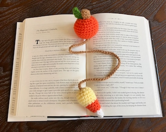 Pumpkin and Candy Corn Crochet Bookmark Halloween PDF Pattern